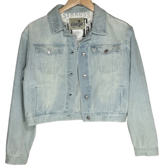 Levis SilverTab Jean Jacket‎ Girls Size XL Light Blue Denim Levi’s Trucker NWT - Picture 1 of 5